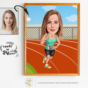Benutzerdefinierte Läufer Cartoon Portrait, Läufer Porträt, Läufer Geschenk, Läufer Karikatur, Benutzerdefinierte Karikatur, Karikatur vom Foto, Sportkarikatur