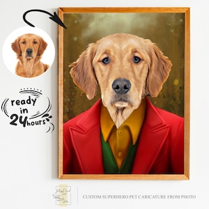 Personalisiertes Superhelden Tierportrait vom Foto, Tierportrait, Geschenk für Haustier, Tierliebhaber Geschenk, Super Pet Portrait, Superheld, Tierportrait vom Foto