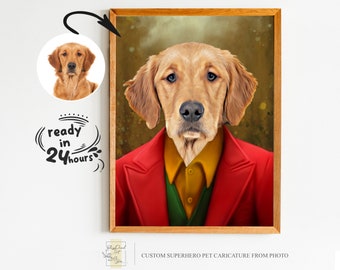 Custom Superhero Pet Portrait from Photo, Pet Portrait, Gift for Pet, Pet Lover Gift, Super Pet Portrait, Superhero, Pet Portrait from Photo