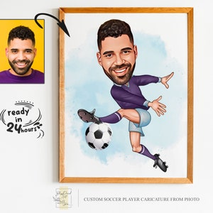 Custom Soccer Player Cartoon Portrait, Soccer Caricature, Soccer Gift, Footballer Cartoon, Soccer Portrait, Custom Caricature from Photo
