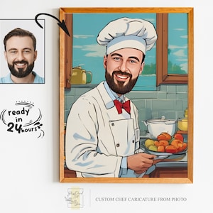 Custom Male Chef Cartoon Portrait, Chef Caricature, Gift for Chef , Chef Cartoon, Funny Chef Gift, Custom Caricature from Photo, Chef Gift