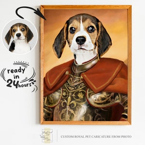 Custom Royal Pet Portrait from Photo, Renaissance Pet Portrait, Gift for Pet, Pet Lover Gift, Regal Pet Portrait, Royal Portrait from Photo