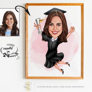 Custom Graduation Cartoon Portrait, Graduation Portrait, Graduation Gift, Graduation Cartoon, Graduation Caricature, Caricature from Photo