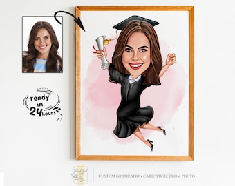 Ritratto di cartone animato di laurea personalizzato, Ritratto di laurea, Regalo di laurea, Cartone animato di laurea, Caricatura di laurea, Caricatura da foto