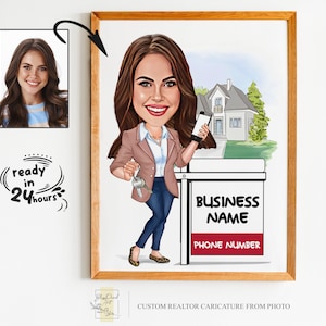 Retrato de dibujos animados de agente inmobiliario personalizado, caricatura de agente inmobiliario, regalo de agente inmobiliario, dibujos animados de bienes raíces, retrato de agente inmobiliario, caricatura de agente inmobiliario de foto
