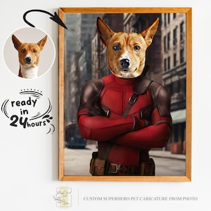 Personalisiertes Superhelden Tierportrait vom Foto, Tierportrait, Geschenk für Haustier, Tierliebhaber Geschenk, Super Pet Portrait, Superheld, Tierportrait vom Foto