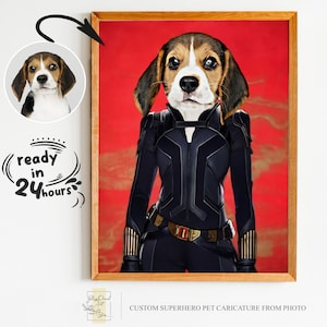 Custom Superhero Pet Portrait from Photo, Pet Portrait, Gift for Pet, Pet Lover Gift, Super Pet Portrait, Superhero, Pet Portrait from Photo