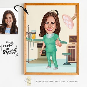 Custom Surgeon Cartoon Portrait, Surgeon Caricature, Gift for Surgeon, Surgeon Cartoon, Unique Surgeon Gift, Caricature from Photo