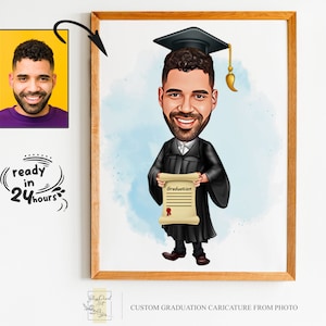 Custom Graduation Cartoon Portrait, Graduation Portrait, Graduation Gift, Graduation Cartoon, Graduation Caricature, Caricature from Photo