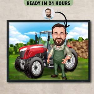 Custom Farmer Cartoon Portrait, Farmer Caricature, Farmer Gift, Farmer Cartoon, Farmer Caricature from Photo, Funny Farmer Caricature