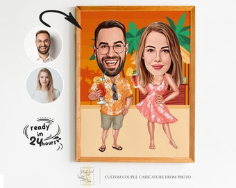 Custom Couple Cartoon Portrait, Couple Portrait, Couple Gift, Couple Caricature, Family Portrait, Custom Caricature, Anniversary Gift