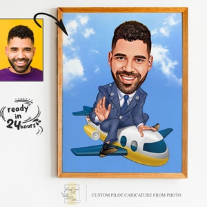 Custom Pilot Cartoon Portrait, Pilot Portrait, Pilot Gift, Pilot Caricature, Unique Pilot Cartoon Drawing, Pilot Gift Idea, Funny Pilot Draw