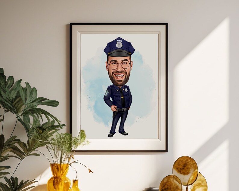 Custom Police Officer Cartoon Portrait for Men, Personalized Cop ...
