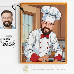 Custom Male Chef Cartoon Portrait, Chef Caricature, Gift for Chef , Chef Cartoon, Funny Chef Gift, Custom Caricature from Photo, Chef Gift