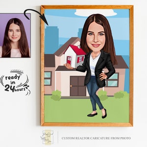 Custom Realtor Cartoon Portrait, Realtor Caricature, Realtor Gift, Real Estate Cartoon, Realtor Portrait, Realtor Caricature from Photo