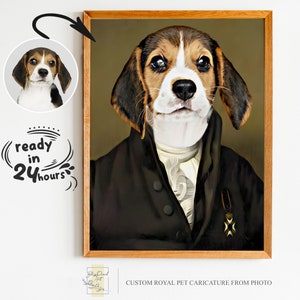 Custom Royal Pet Portrait from Photo, Renaissance Pet Portrait, Gift for Pet, Pet Lover Gift, Regal Pet Portrait, Royal Portrait from Photo