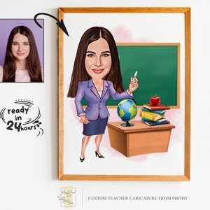 Benutzerdefinierte Lehrerkarikatur, Lehrerkarikatur vom Foto, Geschenk für Lehrer, Lehrerporträt, Lehrerkarikatur, lustige Lehrerkarikatur