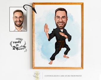 Custom Karate Cartoon Portrait, Karate Caricature, Karate Gift, Karate Cartoon, Karate Portrait, Custom Caricature from Photo, Martial Arts