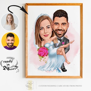 Wedding Caricature for Couple, Wedding Cartoon, Gift for Couple, Wedding Caricature from Photo, Wedding Cartoon Portrait, Wedding Portrait