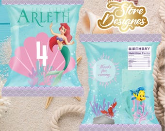 Little Mermaid Chips Bag - Chips Bag Label - Digital Download - Chips Bag Template