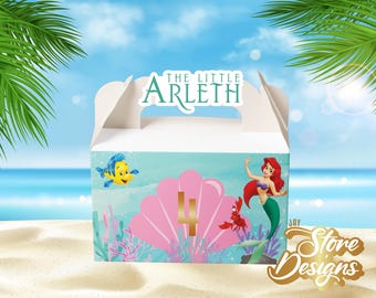 Personalized Little Mermaid Favor Boxes | Mermaid Birthday Party Favors | Under the Sea Party | Custom Mermaid Favor Box