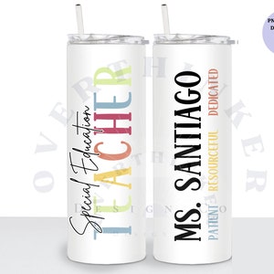 Spezielle Bildung Lehrer Tumbler Wrap Download, SPED Skinny 20 oz personalisierte Lehrer Geschenk PNG, anpassbare Sublimation Tumbler Design