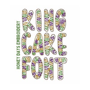 King Cake Mardi Gras Stickerei Schriftart, Doppelapplikation King Cake Schriftart, Größen 2 ", 2,5 ", 3 "", 4 ""