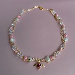 Light Pink Crystal Heart Necklace