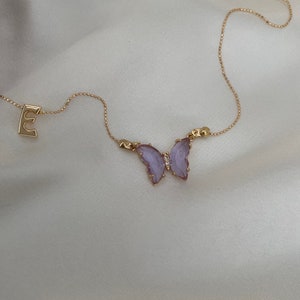 Personalized Name Necklace, Butterfly Name Necklace, Purple Butterfly Necklace