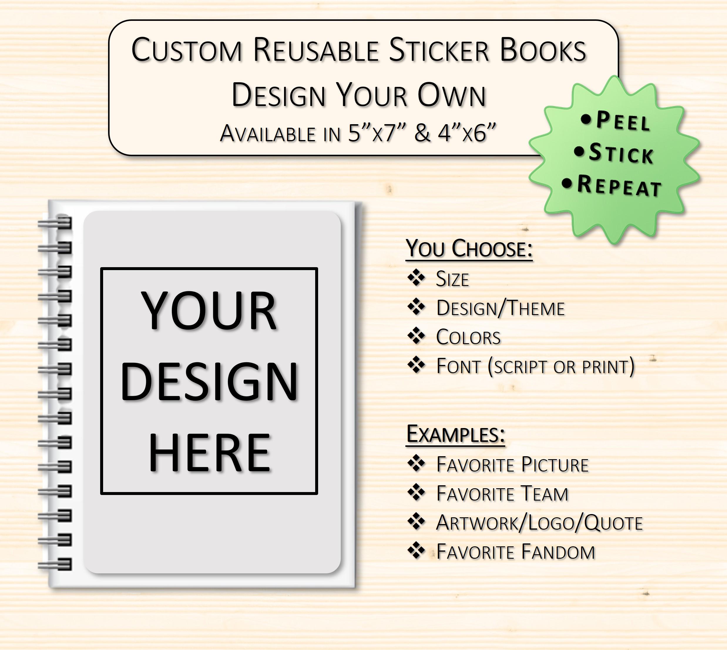 Libro de pegatinas reutilizables personalizado / Álbum de pegatinas personalizado / Tamaños 4x6 o 5x7 / Libro de vinilo autoadhesivo / Regalo hecho a mano para amantes de las pegatinas