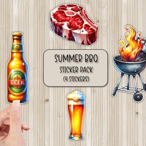 Summer BBQ Pack Stickers | Laminated Stickers | Outdoors Stickers | Laptop Stickers | Waterbottle Stickers | Phone Case Sticker