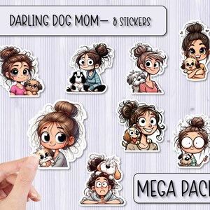 Pack d'autocollants MÉGA Darling Dog Mom | Stickers chien | Stickers Scrapbooking | Stickers pour ordinateur portable | Stickers bouteille d'eau | Sticker coque de téléphone