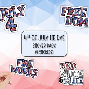 Lot d'autocollants tie-dye du 4 juillet | Stickers patriotiques | Stickers Scrapbooking | Stickers pour ordinateur portable | Stickers bouteille d'eau | Sticker coque de téléphone