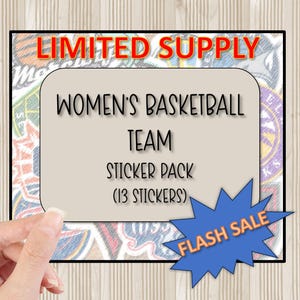 Pacote de adesivos de times de basquete feminino | 2,5" | Adesivos esportivos | VENDA | Estoque baixo | Adesivo para capa de telefone