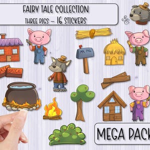 Schweinchen MEGA Sticker Pack | Wandtattoos Märchen | Scrapbooking Aufkleber | Laptop Aufkleber | Wasserflasche Aufkleber | Handy Case Sticker