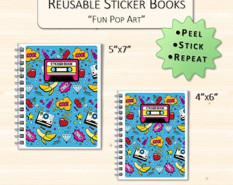 Fun Pop Art Themed Custom Reusable Sticker Book | Sticker Storage Album | Personalized Sticker Organizer