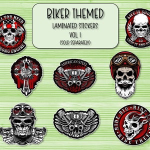 Biker Themed Vol. 1 Stickers | Laminated Stickers |  Motorcycle Stickers | Laptop Stickers | Waterbottle Stickers | Phone Case Sticker