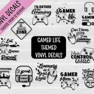 Gamer Life Themed Vinyl-Aufkleber | Wanddekoration | Gaming Aufkleber | Wasserflasche Abziehbilder | Laptop Aufkleber | Auto Aufkleber | Personalisierbar