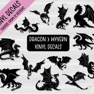 Dragon & Wyvern Vinyl Decals | Dragons | Wyverns | Fantasy Fan Gifts | Waterbottle Decals | Laptop Decals | Car Decals | Book Decal | Decor