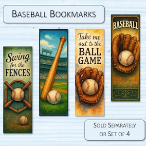 Marcadores de béisbol / Marcadores hechos a mano / Regalo para amantes de los libros / Merchandising de libros / Regalo para lectores ávidos / Laminado