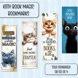 Kitty Book Magic Bookmarks  | Handmade Bookmark | Book Gift | Book Merch | Avid Reader Gift | Laminated | Optional Matching Tassel