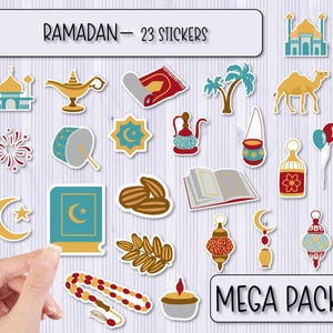 Pack d'autocollants MEGA Ramadan | Autocollants des Fêtes | Stickers Scrapbooking | Stickers pour ordinateur portable | Stickers bouteille d'eau | Sticker coque de téléphone