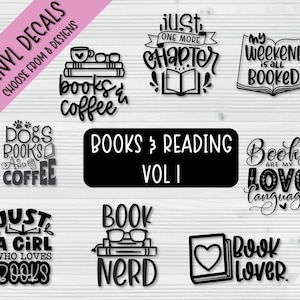 Books & Reading Vol. 1 Vinyl Decals | Car Decal | Water Bottle Decal | Laptop Decal | Custom Vinyl