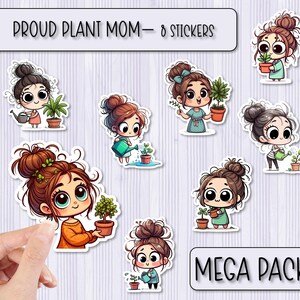 Pack d'autocollants MEGA fière plante maman | Stickers végétaux | Stickers Scrapbooking | Stickers pour ordinateur portable | Stickers bouteille d'eau | Sticker coque de téléphone