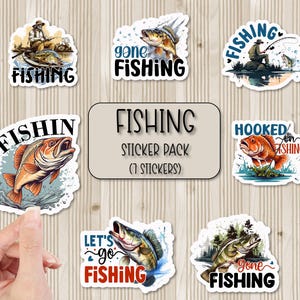 Pack d'autocollants de pêche | Décalcomanies | Stickers Scrapbooking | Stickers pour ordinateur portable | Stickers bouteille d'eau | Sticker coque de téléphone