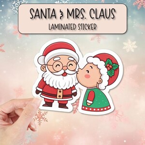 Adesivo Papai Noel e Sra. Noel | Adesivos laminados | Adesivo de Natal | Papai Noel | Adesivos para laptop | Adesivos para garrafa de água | Adesivo para capa de telefone