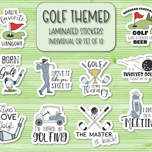 Pegatinas con temática de golf / Pegatinas laminadas / Pegatinas de golfistas / Pegatinas para portátiles / Pegatinas para botellas de agua / Pegatinas para fundas de teléfonos / Regalos de golf