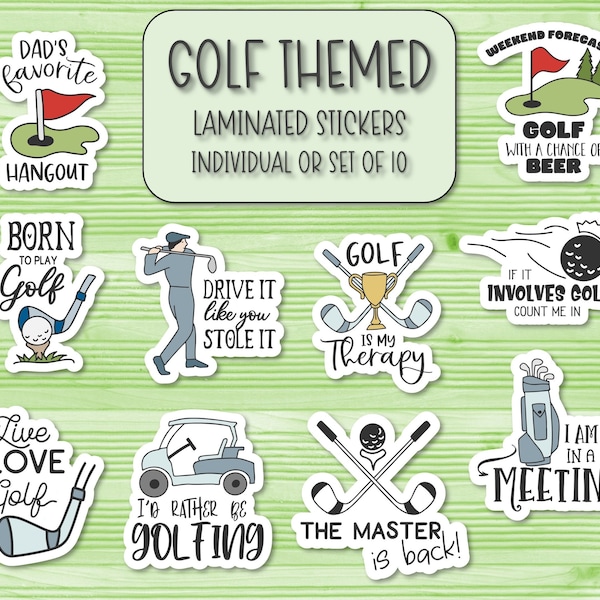 Golf Themed Stickers | Laminated Stickers |  Golfer Stickers | Laptop Stickers | Waterbottle Stickers | Phone Case Sticker | Golf Gifts