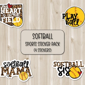 Pack d'autocollants de softball | Stickers sportifs | Stickers Scrapbooking | Stickers pour ordinateur portable | Stickers bouteille d'eau | Sticker coque de téléphone