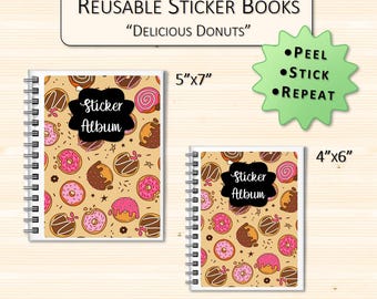 Delicious Donut Themed Custom Reusable Sticker Book | Sticker Storage Album | Personalized Sticker Organizer